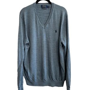 Polo Ralph Lauren Merino Wool V-Neck Lightweight Sweater Size Large